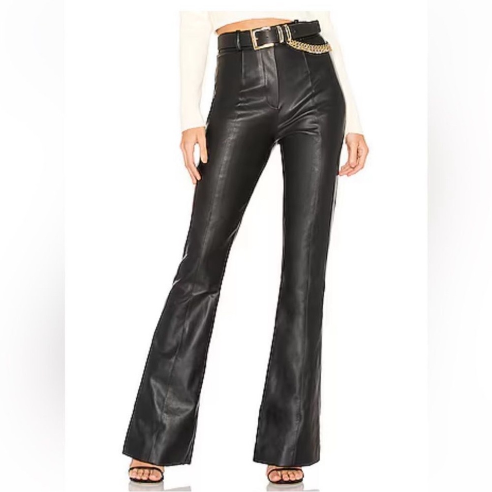 Majorelle Revolve‎ Blake Faux Leather Flare Pant in Black Size Large